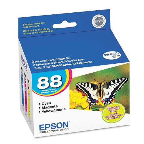 Original Epson T088520 (88) Ink, Cyan/Magenta/Yellow, 3/PK