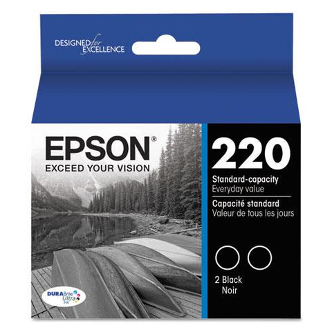 Original Epson T220120D2 (220) DURABrite Ultra Ink, Black, 2/PK