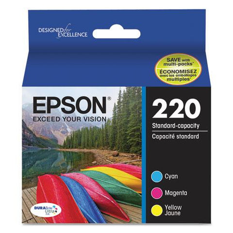 Original Epson T220520 (220) DURABrite Ultra Ink, Cyan/Magenta/Yellow