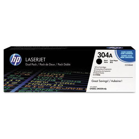 Original HP 304A, (CC530A-D) 2-pack Black Original LaserJet Toner Cartridges