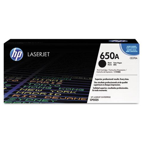 Original HP 650A, (CE270A) Black Original LaserJet Toner Cartridge