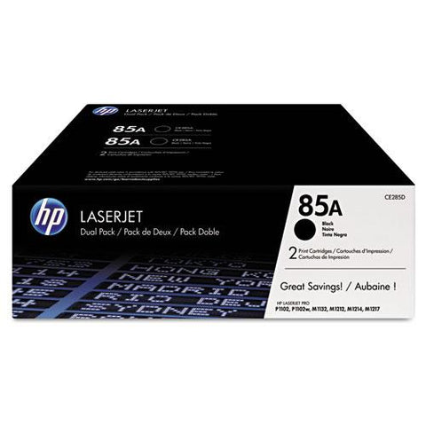 Original HP 85A, (CE285D) 2-pack Black Original LaserJet Toner Cartridges