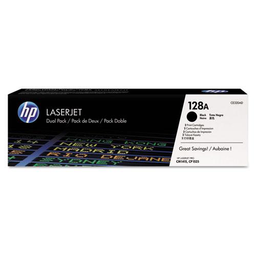 Original HP 128A, (CE320A-D) 2-pack Black Original LaserJet Toner Cartridges