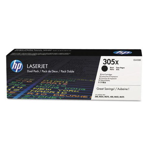 Original HP 305X, (CE410X-D) 2-pack High Yield Black Original LaserJet Toner Cartridges