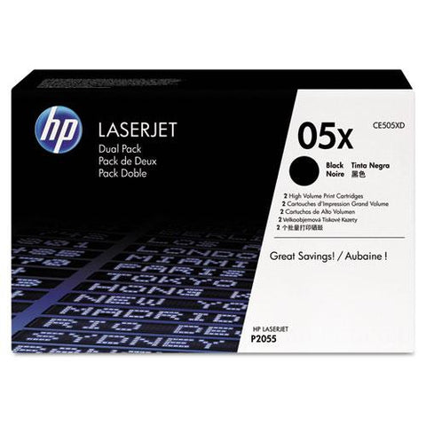 Original HP 05X, (CE505X-D) 2-pack High Yield Black Original LaserJet Toner Cartridges