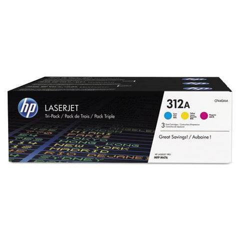 Original HP 312A, (CF440A-M) 3-pk Cyan/Magenta/Yellow Original LaserJet Toner Cartridges