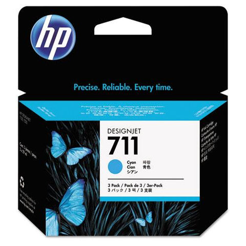 Original HP 711, (CZ134A) 3-pack Cyan Original Ink Cartridges