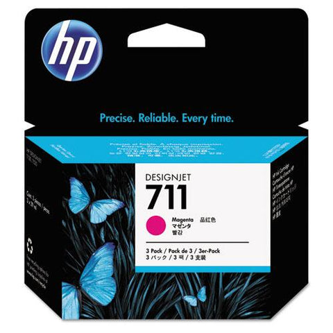 Original HP 711, (CZ135A) 3-pack Magenta Original Ink Cartridges