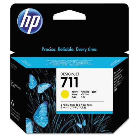 Original HP 711, (CZ136A) 3-pack Yellow Original Ink Cartridges