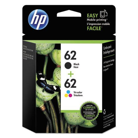 Original HP 62, (N9H64FN) 2-pack Black/Tri-Color Original Ink Cartridges