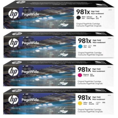 Original HP 981X Black /Cyan/Magenta/Yellow Original Ink Cartridges, Saving Bundle Pack (L0R09A, L0R10A, L0R11A, L0R12A)