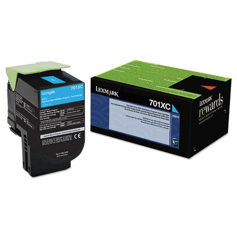 Original Lexmark 70C1XC0 Extra High-Yield Toner, 4000 Page-Yield, Cyan