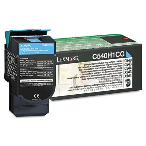 Original Lexmark C540H1CG High-Yield Toner, 2000 Page-Yield, Cyan