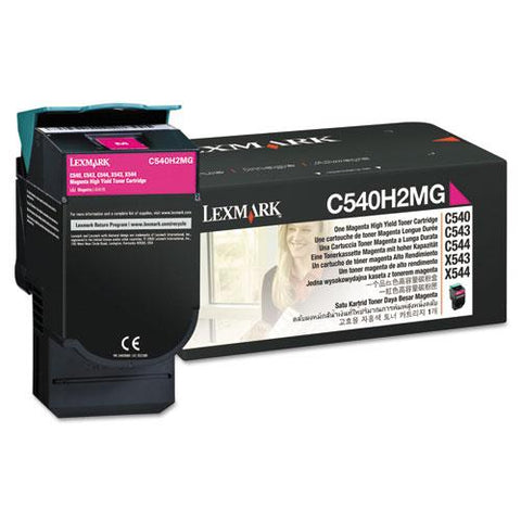 Original Lexmark C540H2MG High-Yield Toner, 2000 Page-Yield, Magenta