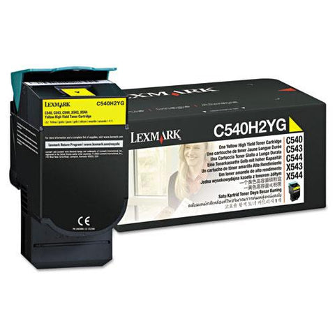 Original Lexmark C540H2YG High-Yield Toner, 2000 Page-Yield, Yellow