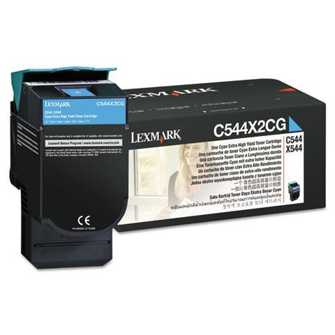 Original Lexmark C544X2CG Extra High-Yield Toner, 4,000 Page Yield, Cyan