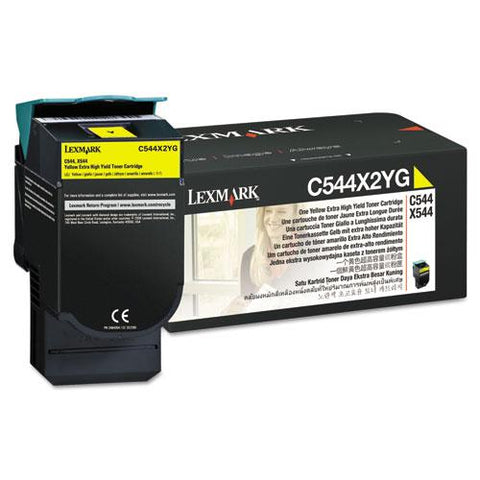 Original Lexmark C544X2YG Extra High-Yield Toner, 4,000 Page Yield, Yellow