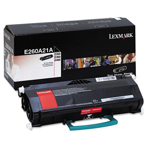 Original Lexmark E260A21A Toner, 3500 Page-Yield, Black