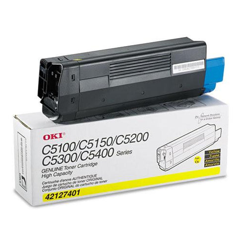 Original Oki 42127401 High-Yield Toner (Type C6), 5000 Page-Yield, Yellow