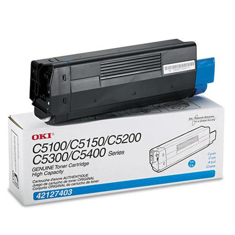 Original Oki 42127403 High-Yield Toner (Type C6), 5000 Page-Yield, Cyan