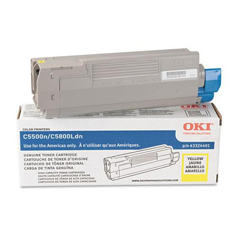 Original Oki 43324401 High-Yield Toner, 5000 Page-Yield, Yellow