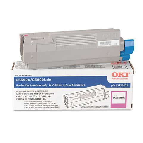 Original Oki 43324402 High-Yield Toner (Type C8), 5000 Page-Yield, Magenta