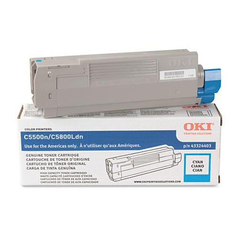 Original Oki 43324403 High-Yield Toner (Type C8), 5000 Page-Yield, Cyan